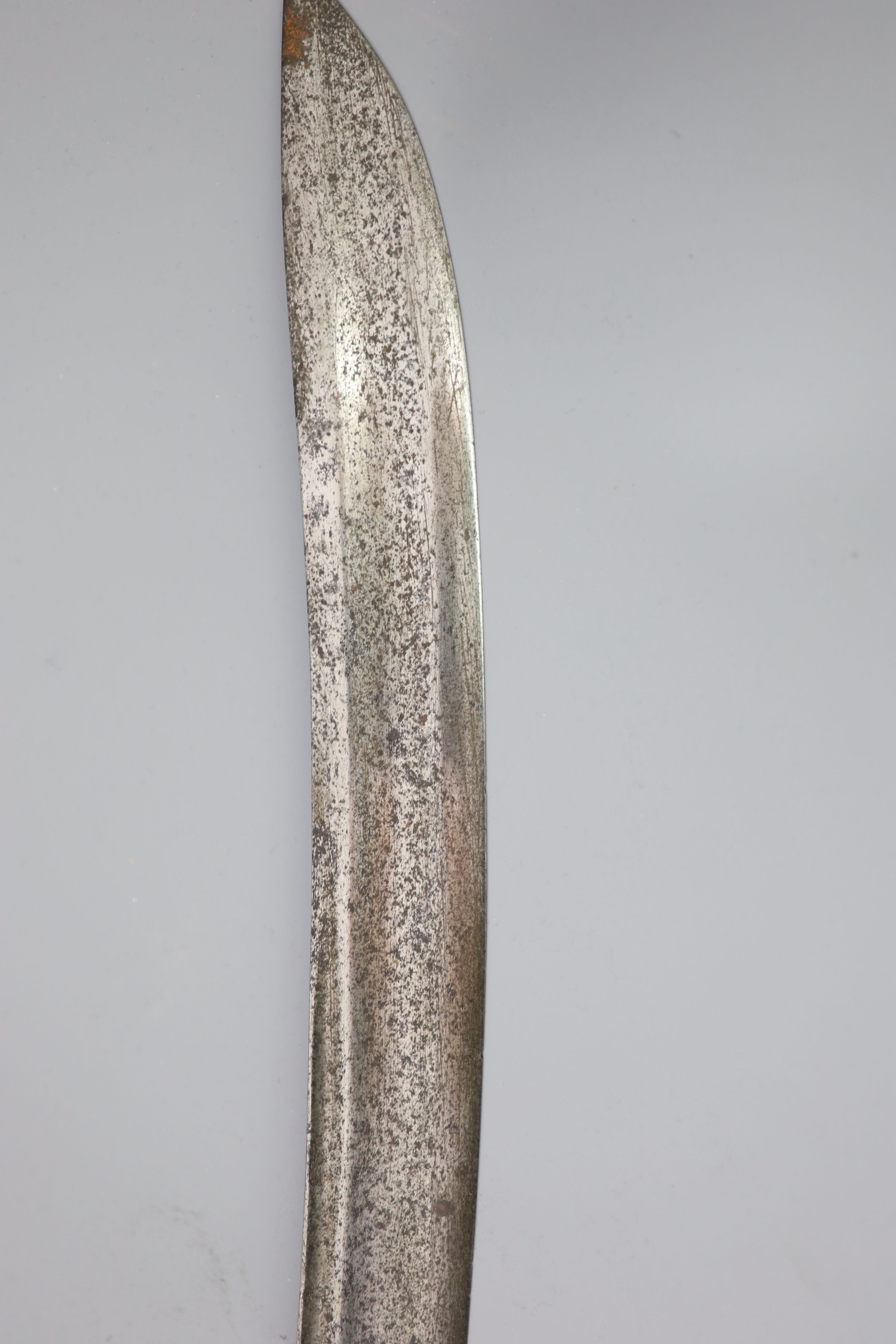 A late 17th century military hangar sword, length 34in.